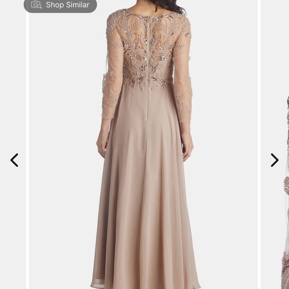 Taupe Beaded Top Long Chiffron Skirt Dress New With Tags from Lord and Taylor - Picture 4 of 6